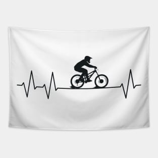 Downhill Pulse Biker Heartbeat Mountain Biking MTB Tapestry