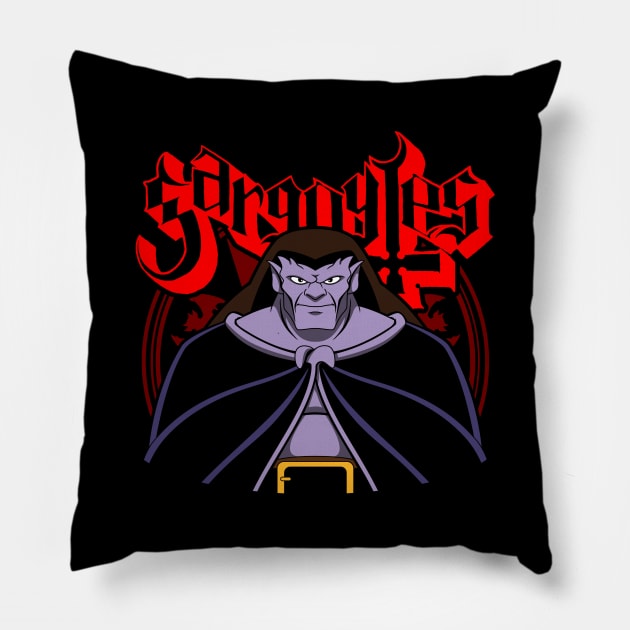 Gargoyle Metal 90's Retro Tv Cartoon Metal Band Parody Pillow by BoggsNicolas