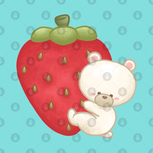 Polar Bear Hug Big Strawberry by Khotekmei