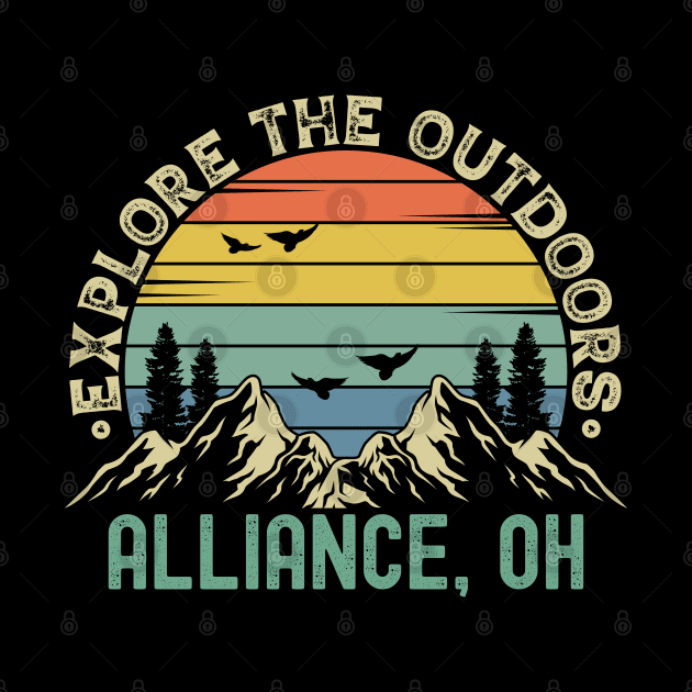 Alliance, Ohio - Explore The Outdoors - Alliance, OH Colorful Vintage Sunset by Feel Good Clothing Co.