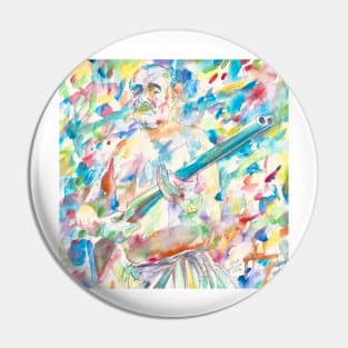 ERNEST HEMINGWAY with rifle - watercolor portrait Pin