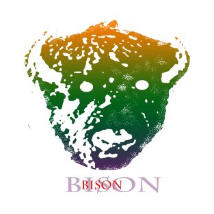 The bison head is Violet, Green, Orange T-Shirt