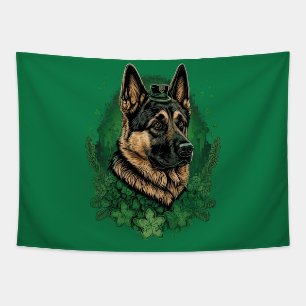 German Shepherd St. Patrick's day Tapestry by JayD World