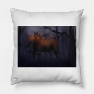 Halloween Horse coming through the Mist Pillow