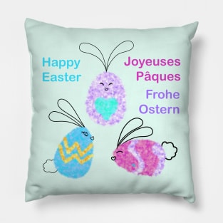 Easter Greetings Egg-Bunnies Pillow