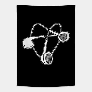 Music Love: Heart Shaped Music Earphones Tapestry