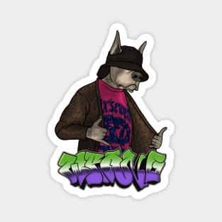 Crazy Dog in Bucket Hat Magnet