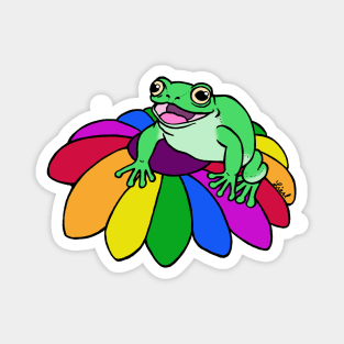 Rainbow Flower Froggy Magnet