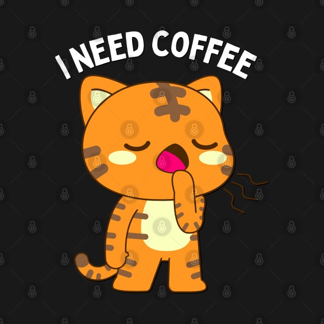 In need of coffee lover coffee addict Funny tired exhausted kitty by BoogieCreates