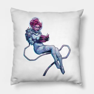 Astronaut Girl reading in space Pillow