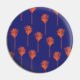 Vintage palm trees orange on blue Pin