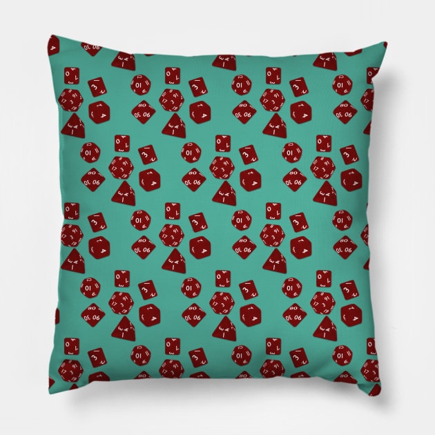 Dice Everywhere - Garnet Red *Clear BG* Pillow by LozMac