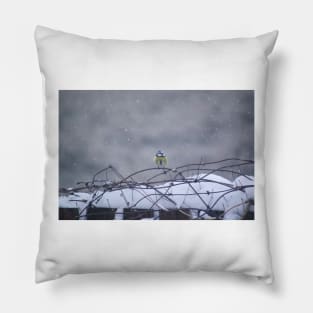 Blue tit in the snow Pillow