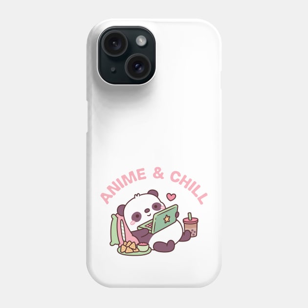 Cute Panda Anime And Chill Phone Case by rustydoodle