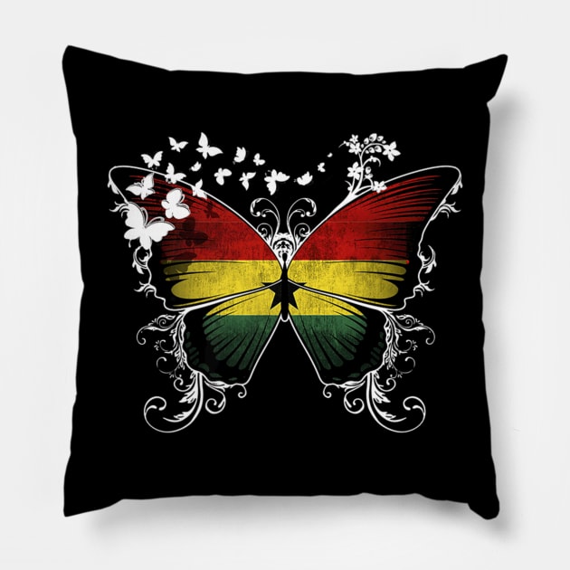 Ghana Flag Butterfly Pillow by Near-Face Goddess