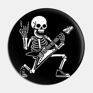 Skeleton Playing Heavy Metal Guitarrock Skeleton Playing Guitarskeleton Rocker Pin