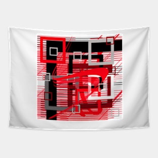 red black silver grey white abstract geometric art Tapestry