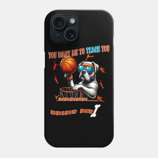 funny dog basketball player wearing glasses teach boys men Phone Case