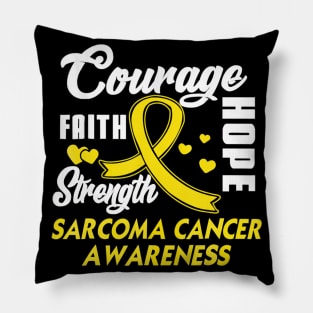 Sarcoma Cancer Tshirt Wear Yellow Ribbon Support Gifts Pillow