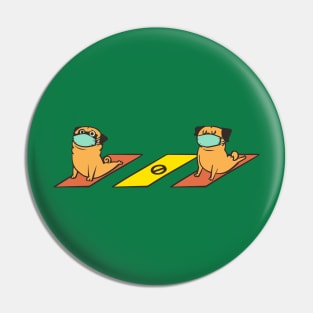 Social Distancing Pug Yoga Pin