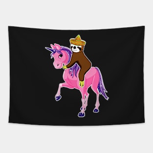 Sloth rides Unicorn Cinco de mayo Tapestry