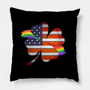 St Paddys Four Leaf Clover Rainbow Edition Pillow