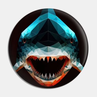 Triangle Shark - Abstract polygon animal face staring Pin