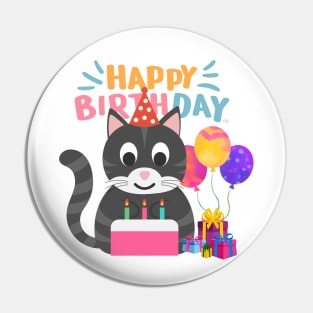 KITTY CAT HAPPY BIRTHDAY/ Kitten has a Birthday Pin