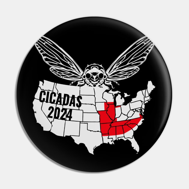 Cicada 2024 Map Cicadas invasion Pin by TopTees