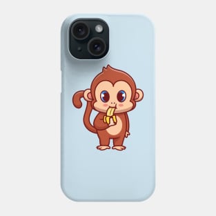 Cute Monkey Eating Banana Cartoon Phone Case