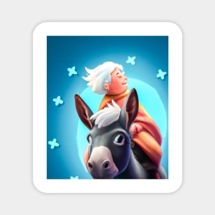 White-Haired Little Old Lady on a Donkey Magnet