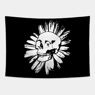 White Skull Flower Tapestry