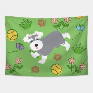 Playing Miniature Schnauzer Tapestry