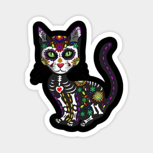 Cute Sugar Skull Mexican Cat Halloween Day Of The Dead Magnet