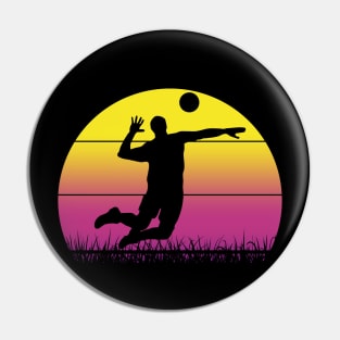 Travel back in time with beach volleyball - Retro Sunsets shirt featuring a player! Pin