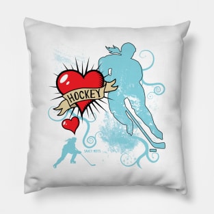 Women's Hockey Player Tattoo Style Pillow