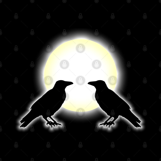 Raven Silhouettes In Moonlight by Dark Night Designs