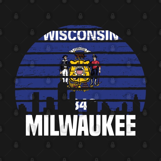 Milwaukee Wisconsin WI Group City Silhouette Flag by jkshirts