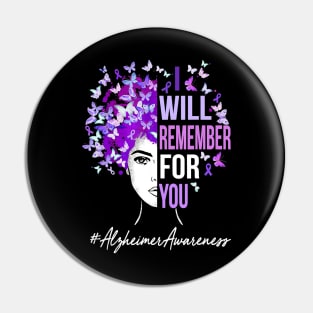 I Will Remember For You Alzheimer Awareness Womens Butterfly Gift Pin