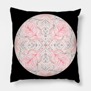 Peaches and Cream Doodle Tile Pattern Pillow