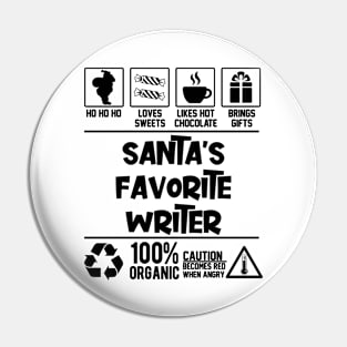 Santa's Favorite Writer Santa Claus Pin