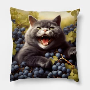 Berrylicious Retro Whiskers: Kitschy Cats and Sweet Blueberries Pillow