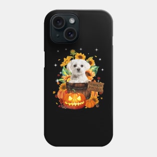 White Maltese Halloween Pumpkin Fall Bucket Phone Case