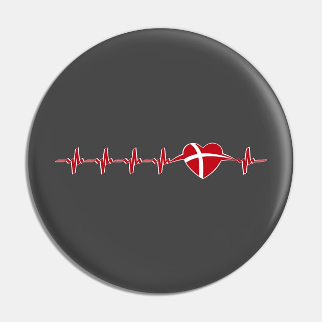 Danish heartbeat flag Pin by Catfactory