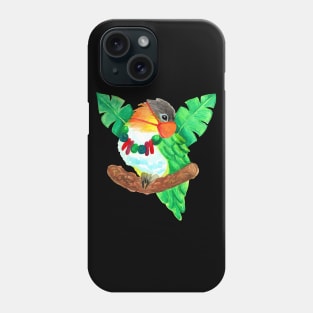 Caique Parrot Wears Face Mask Watercolor Phone Case