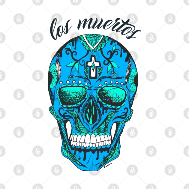 Blue Los Muertos Skull by kenallouis