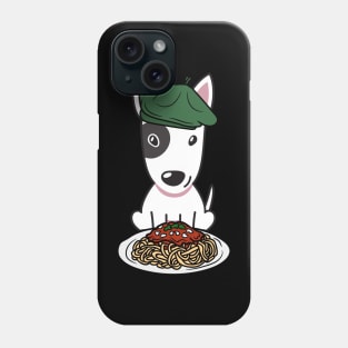 Dog eating Spaghetti - bull terrier Phone Case