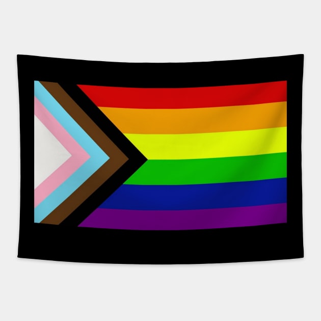 Progress Pride Rainbow Flag For Inclusivity Tapestry by PowderShot