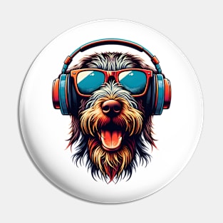 Wirehaired Pointing Griffon Smiling DJ in Japanese Art Pin