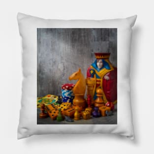 The Queen And Knight With Game Pieces Color Pillow